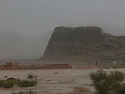 remnants of an ancient fort at the foot of the mountain 